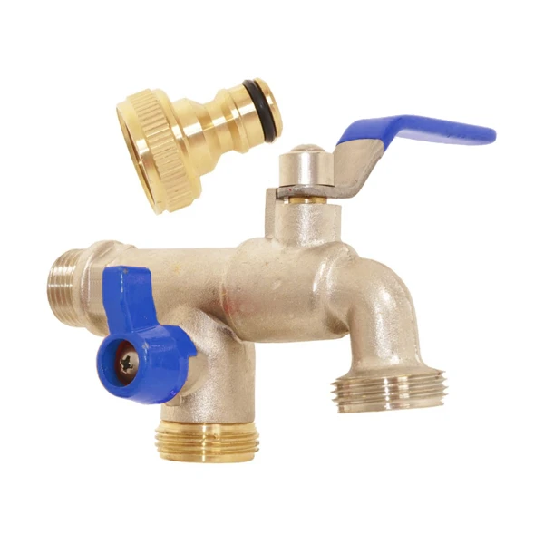 Fitt Robinet D'arrosage Robinet Extérieur Double Sortie 20x27 Entrée 15x21 Vanne Arrêt Laiton 3 Fitt Robinet D'arrosage Robinet Extérieur Double Sortie 20x27 Entrée 15x21 Vanne Arrêt Laiton