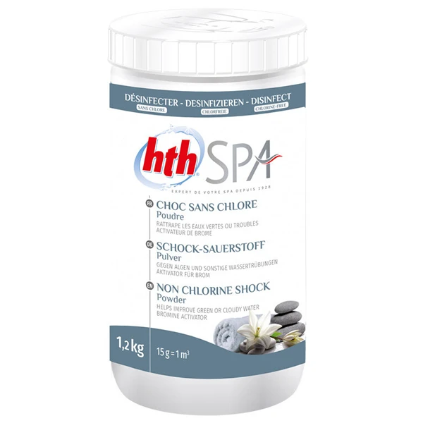 Produit D'entretien Piscine Choc Sans Chlore En Poudre Pour Spa - HTH - Activateur De Brome - Bidon De 1.2 Kg 3 Produit D'entretien Piscine Choc Sans Chlore En Poudre Pour Spa - HTH - Activateur De Brome - Bidon De 1.2 Kg