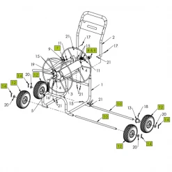 Dévidoir Axe Roues Dévidoir 2 Roues Edia Diamètre 20 Mm Longueur 710 Mm Acier
